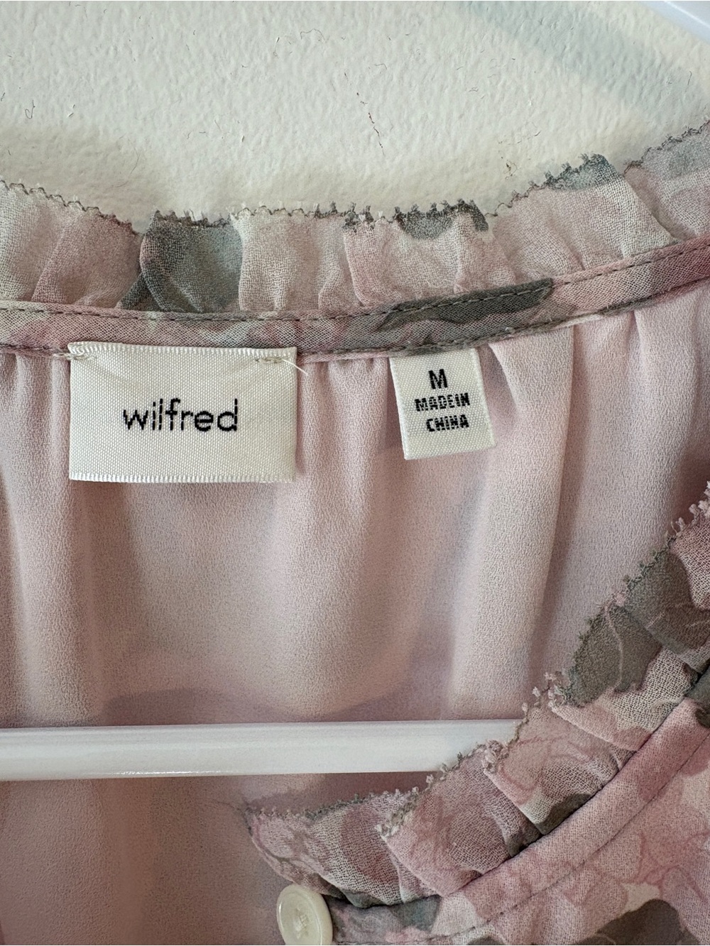 Wilfred Daughter Dress Gray Pink Floral Smocked Waist Puff Sleeve Mini Dress M - Picture 3 of 9